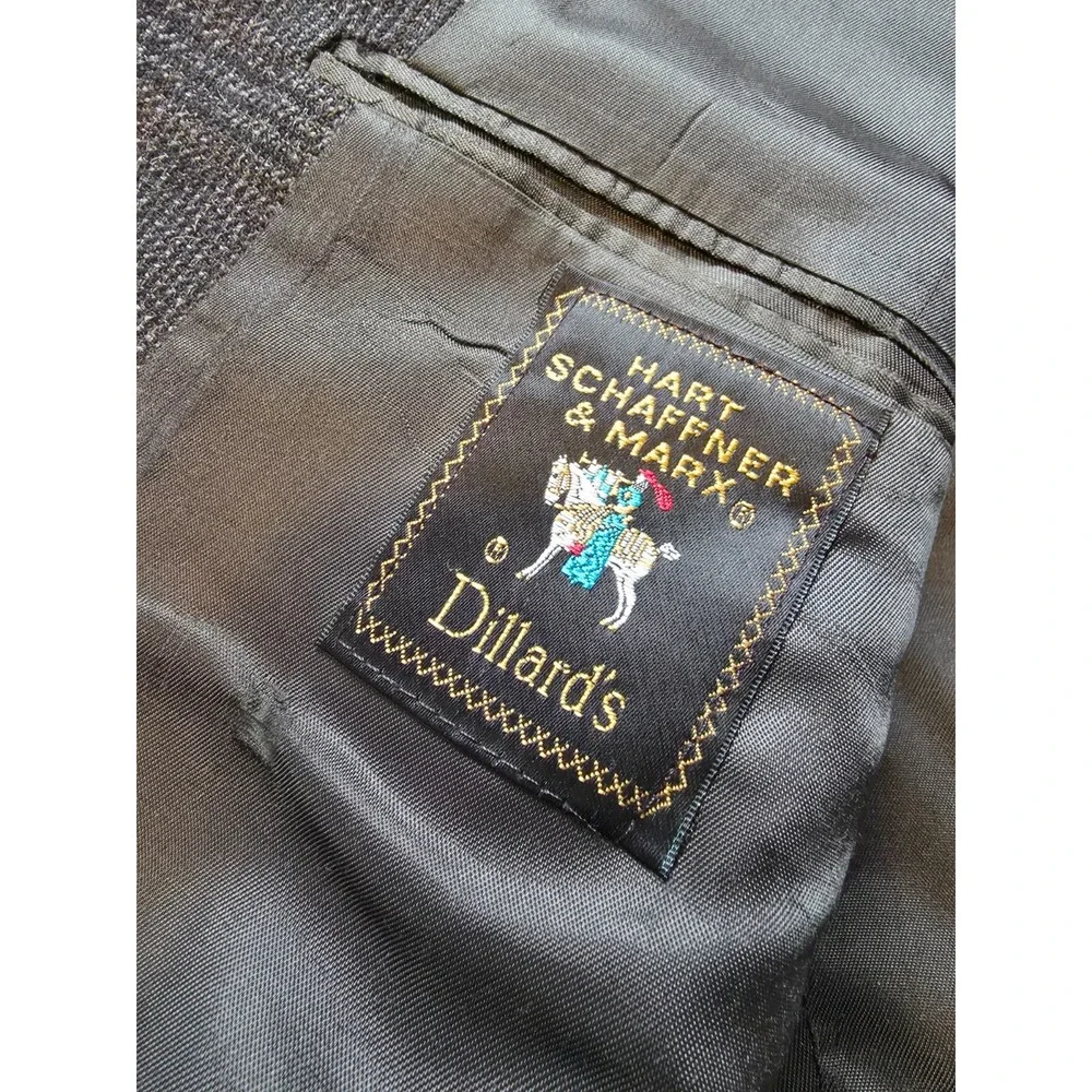 Hart Schaffner Marx Blazer Jacket Mens 43R Gray Sports Coat 2 B USA Glenplaid‎